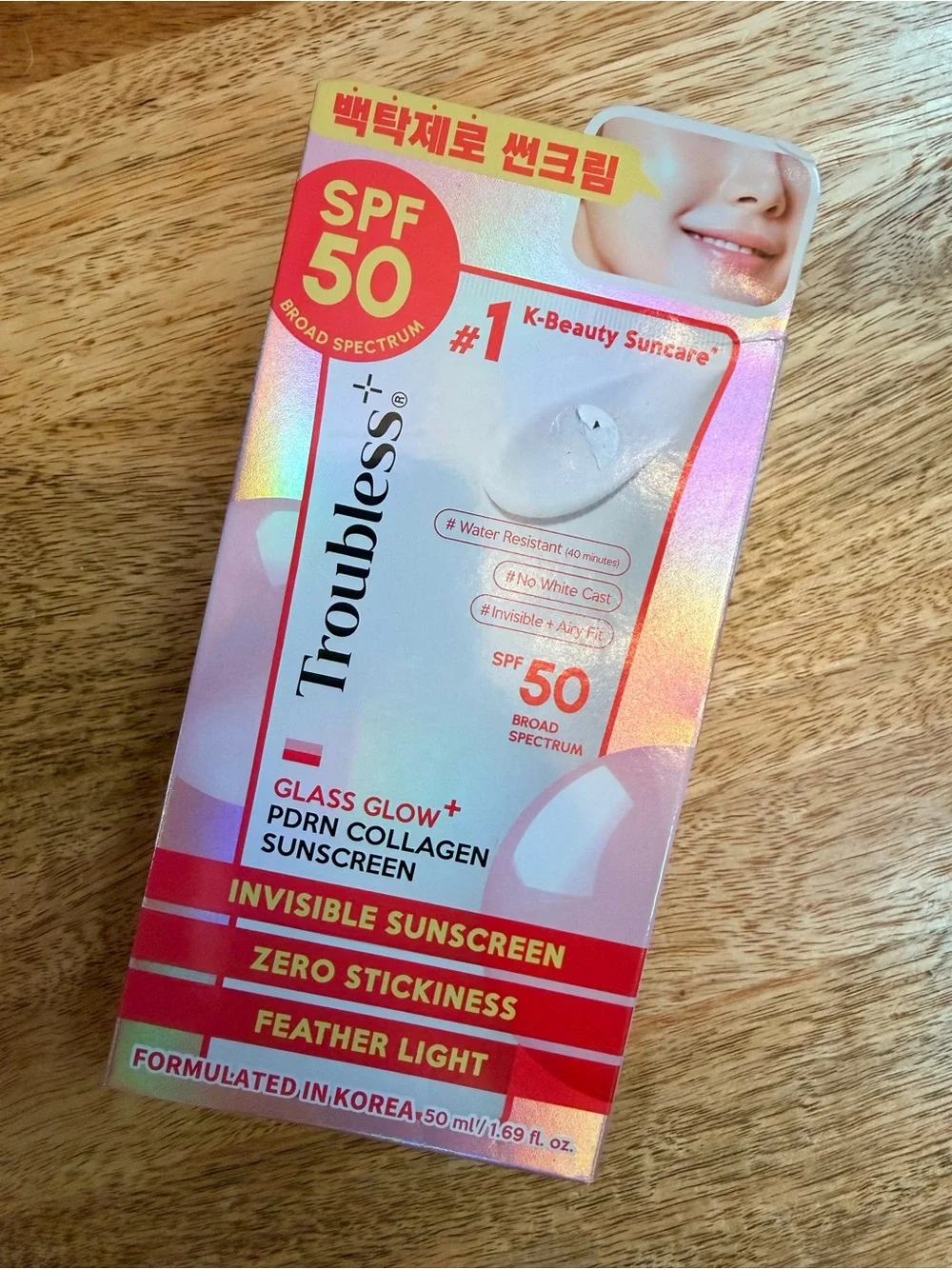 NIB Troubless GLASS GLOW+ PDRN Collagen Sunscreen SPF 50